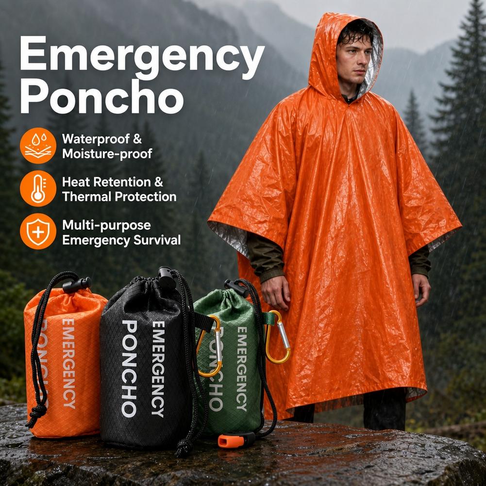 Portable Emergency Rain Poncho - Camping Rain Poncho ulasan dan harga