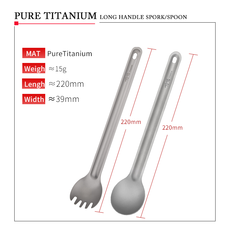 TiTo Titanium Spork Spoon Long - Outdoor Camping Dining Set ulasan dan harga