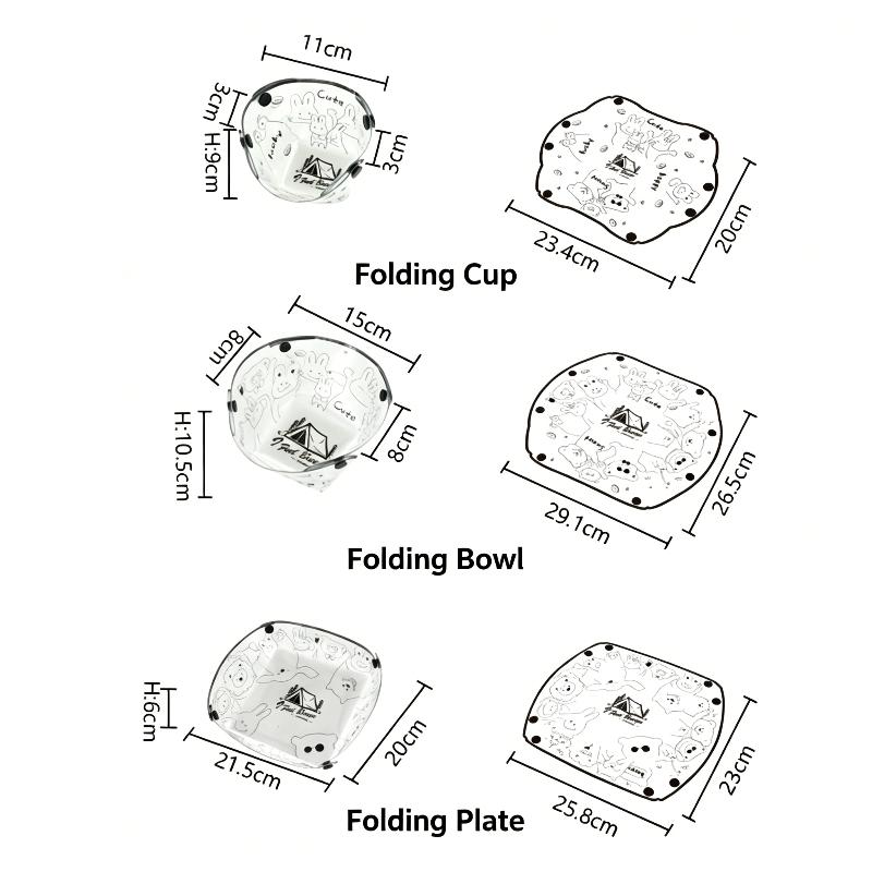 1/3PCS Foldable Bowls Cups & P - Outdoor Camping Dining Set ulasan dan harga