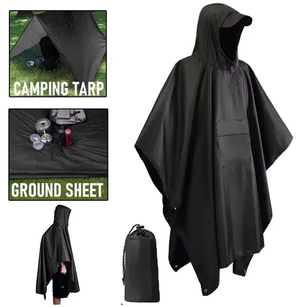 2026 3‑in‑1 Waterproof Hooded  - Camping Rain Poncho ulasan dan harga