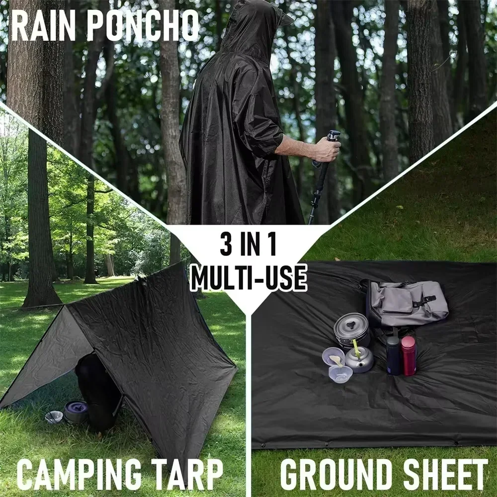 2026 3‑in‑1 Waterproof Hooded  - Camping Rain Poncho ulasan dan harga