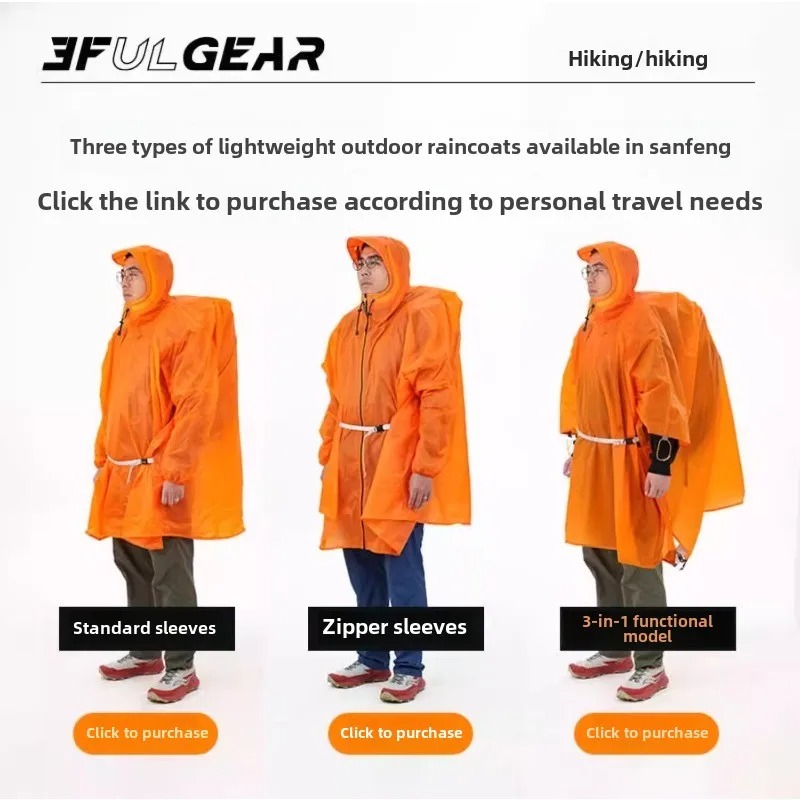 Ultralight Rain Poncho 3F UL G - Camping Rain Poncho ulasan dan harga