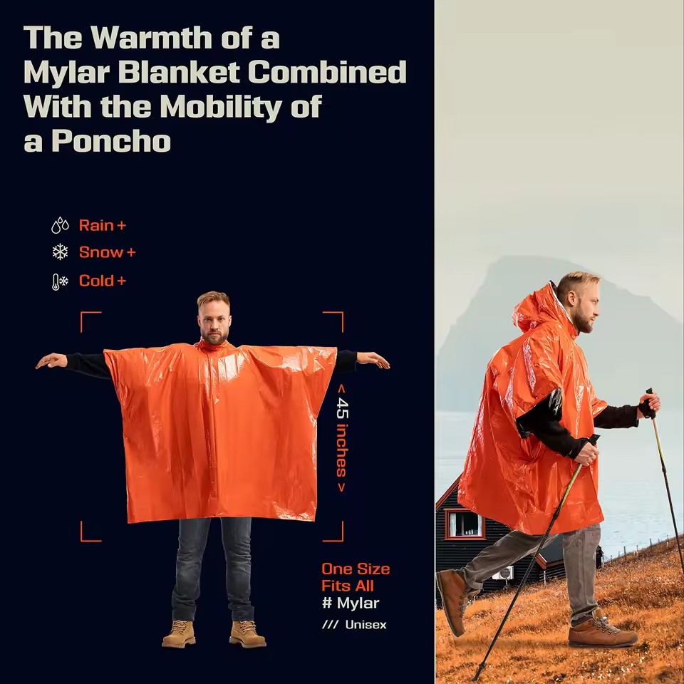1Pc/2Pcs Emergency Rain Poncho - Camping Rain Poncho ulasan dan harga
