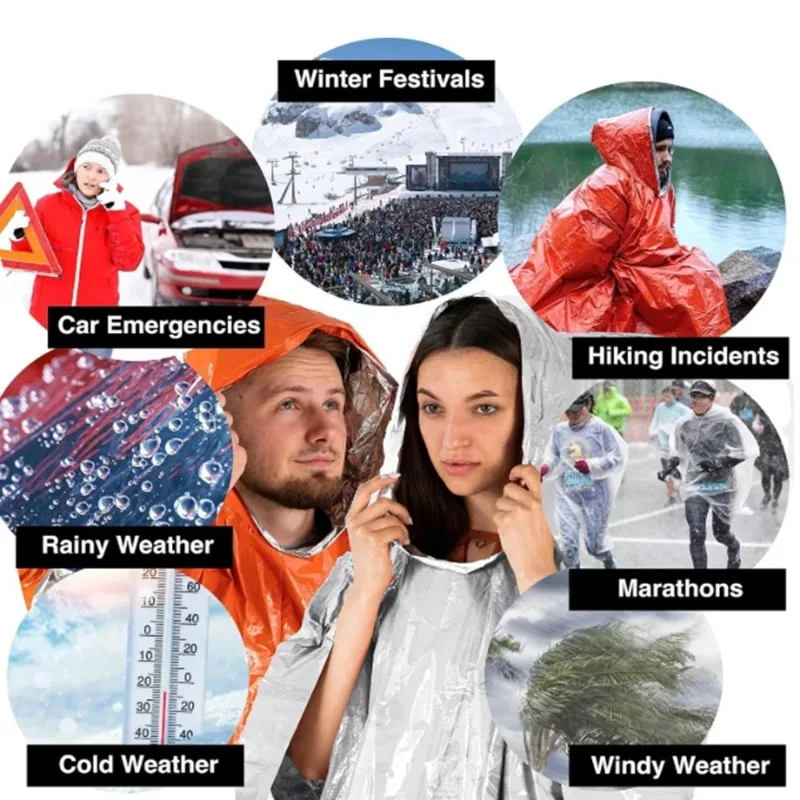 1Pc/2Pcs Emergency Rain Poncho - Camping Rain Poncho ulasan dan harga