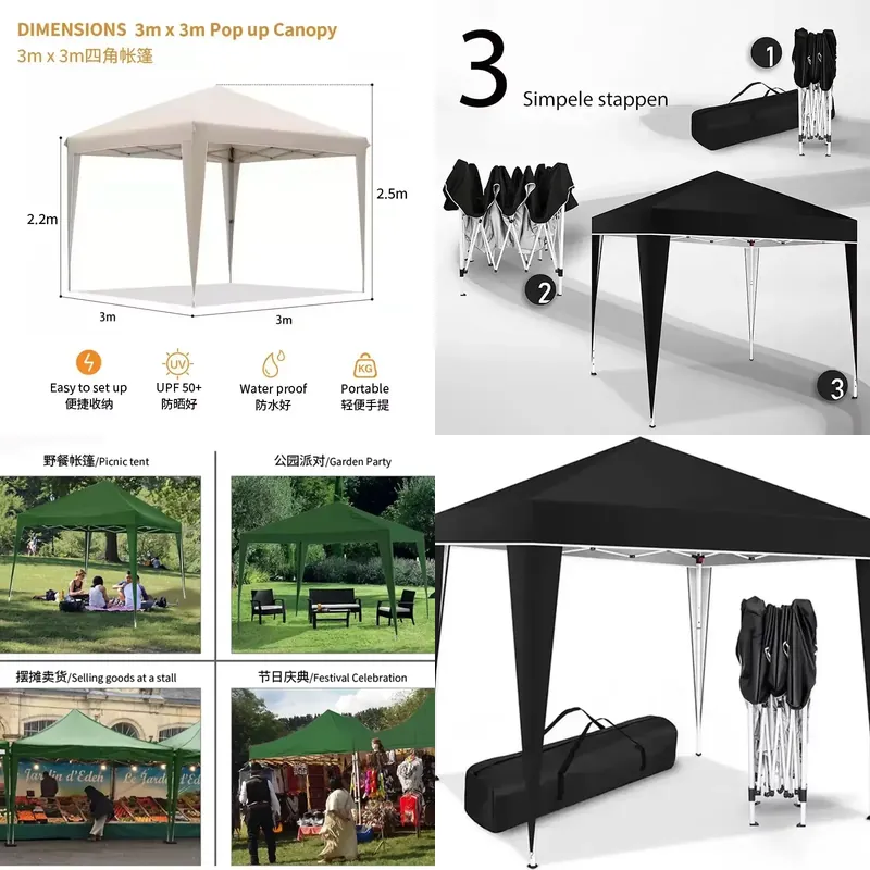 300x300x220cm Folding Tent Wat - Outdoor Camping Exhibition ulasan dan harga